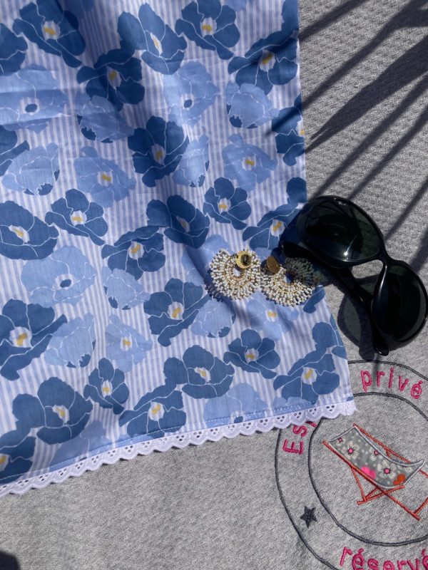kappa robe de plage fleurs bleues
